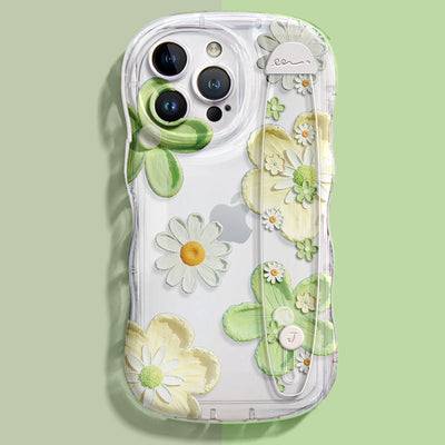 iPhone Series | “Daisy” Design Anti-fall Soft Silicone Transparent Wristband Phone Case