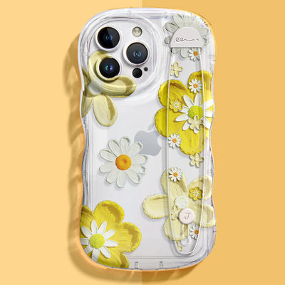 iPhone Series | “Daisy” Design Anti-fall Soft Silicone Transparent Wristband Phone Case