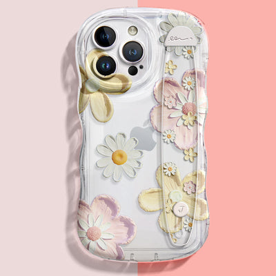 iPhone Series | “Daisy” Design Anti-fall Soft Silicone Transparent Wristband Phone Case