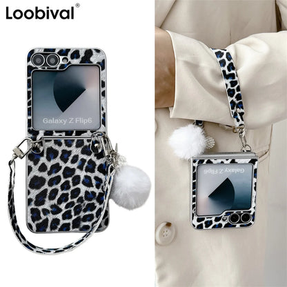 Fashion Leopard Print Plating Phone Case for Samsung Galaxy Z Flip Series