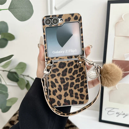 Fashion Leopard Print Plating Phone Case for Samsung Galaxy Z Flip Series