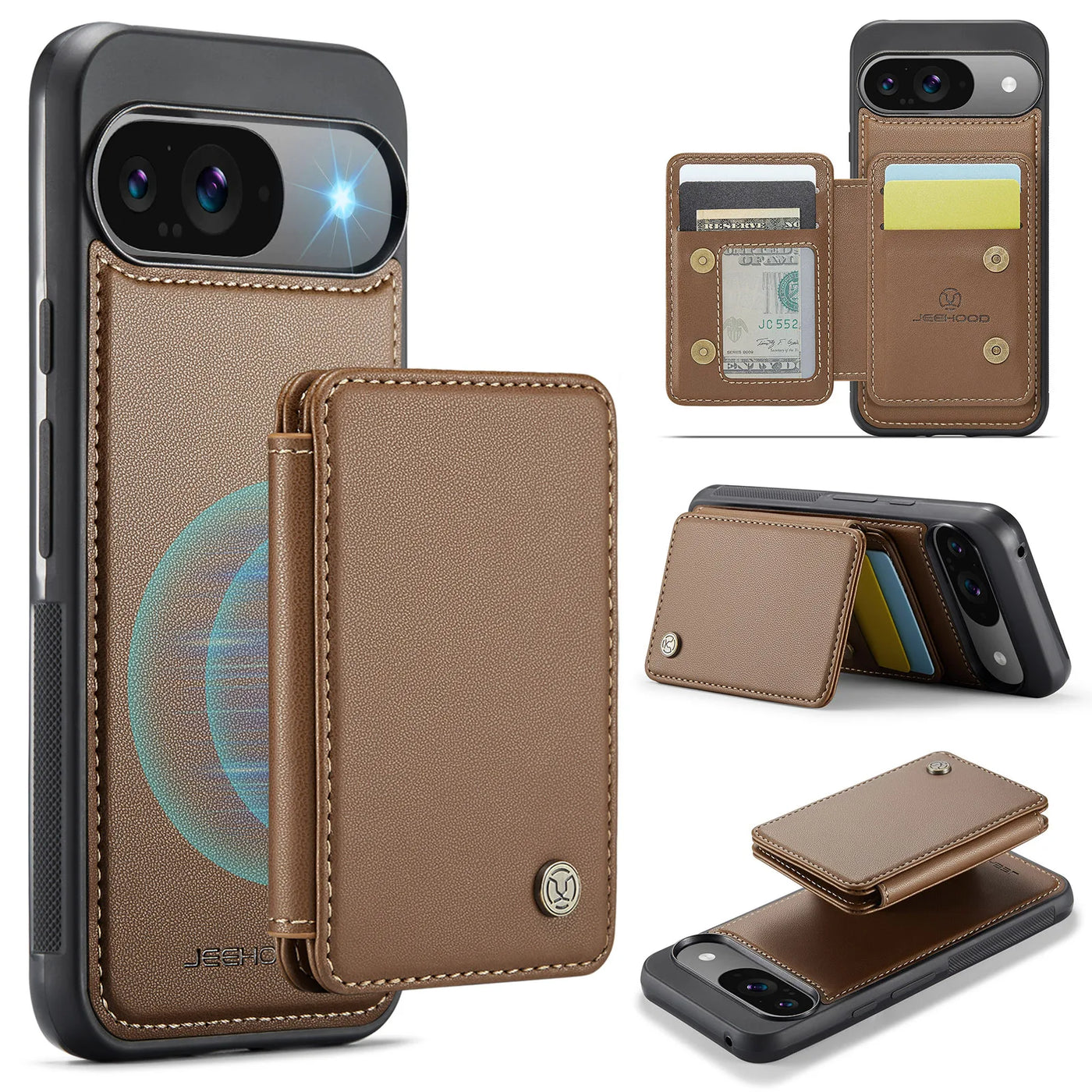 2-in-1 Magnetic Wallet Leather Case For Google Pixel 9/9 Pro/9 Pro XL