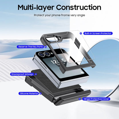Rugged Shockproof Case with Built-In Screen Protector for Samsung Galaxy Z Flip 6 | Wireless Charging Compatible