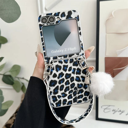 Fashion Leopard Print Plating Phone Case for Samsung Galaxy Z Flip Series