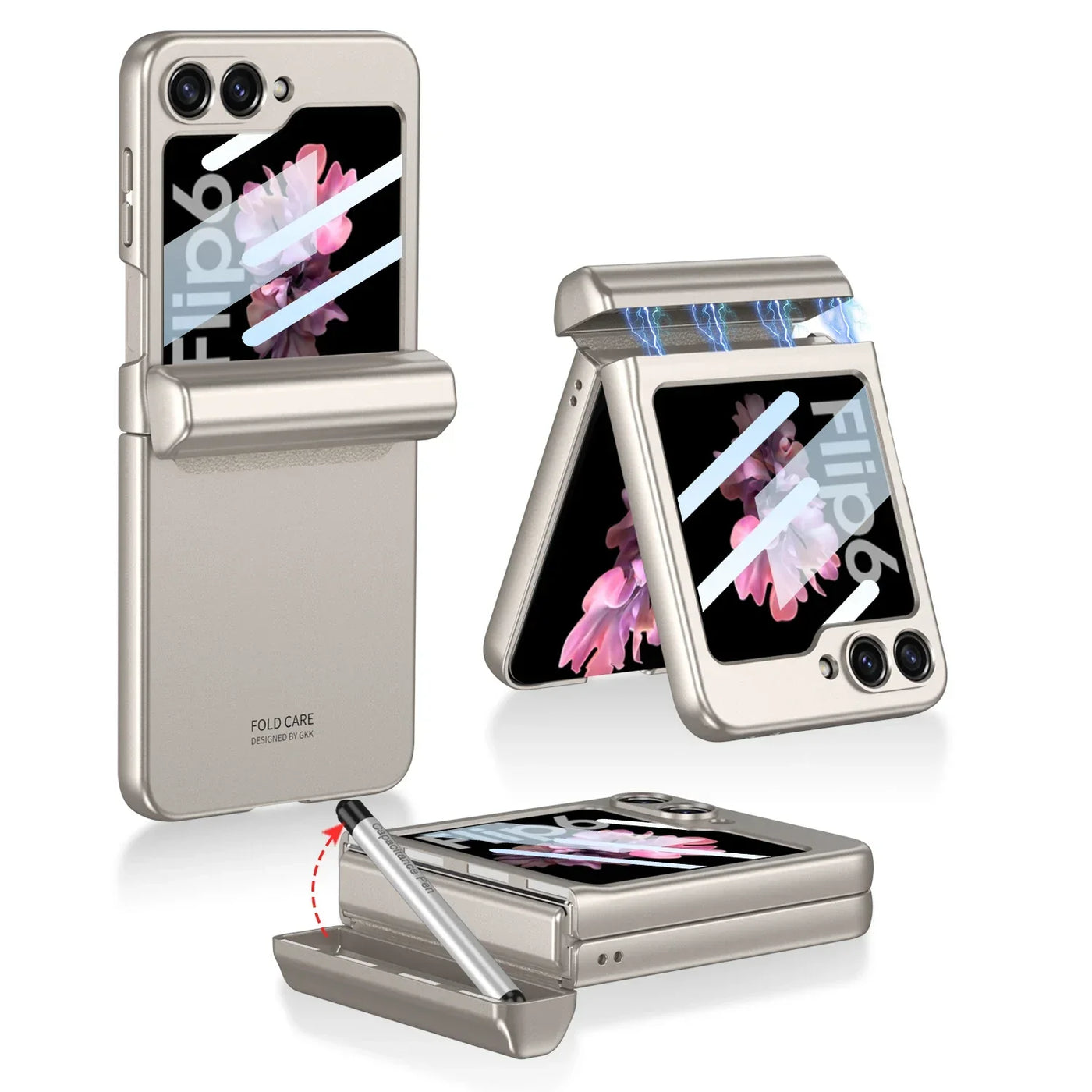 Shockproof Case with Magnetic Hinge Protection & Touch Pen for Samsung Galaxy Z Flip 6