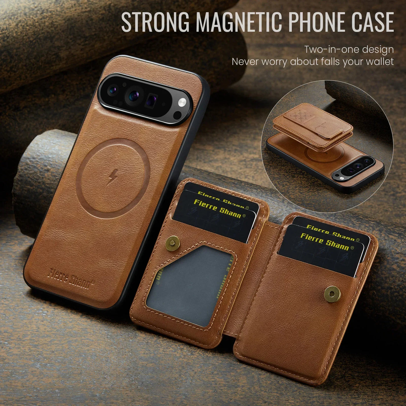 Leather Case with Detachable Magnetic Wallet For Google Pixel Series