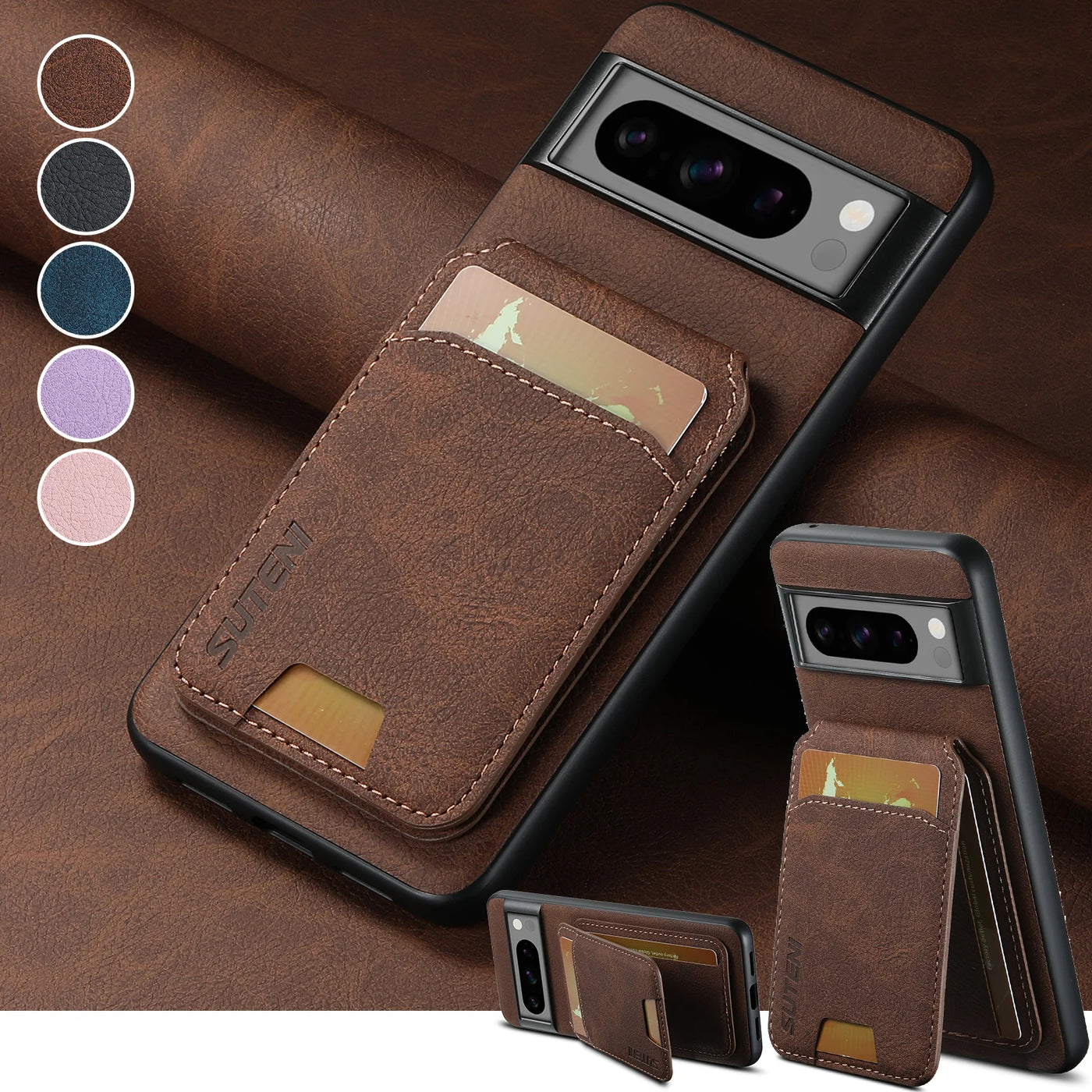 2 in 1 Magnetic Detachable Leather Wallet Case For Google Pixel Phones