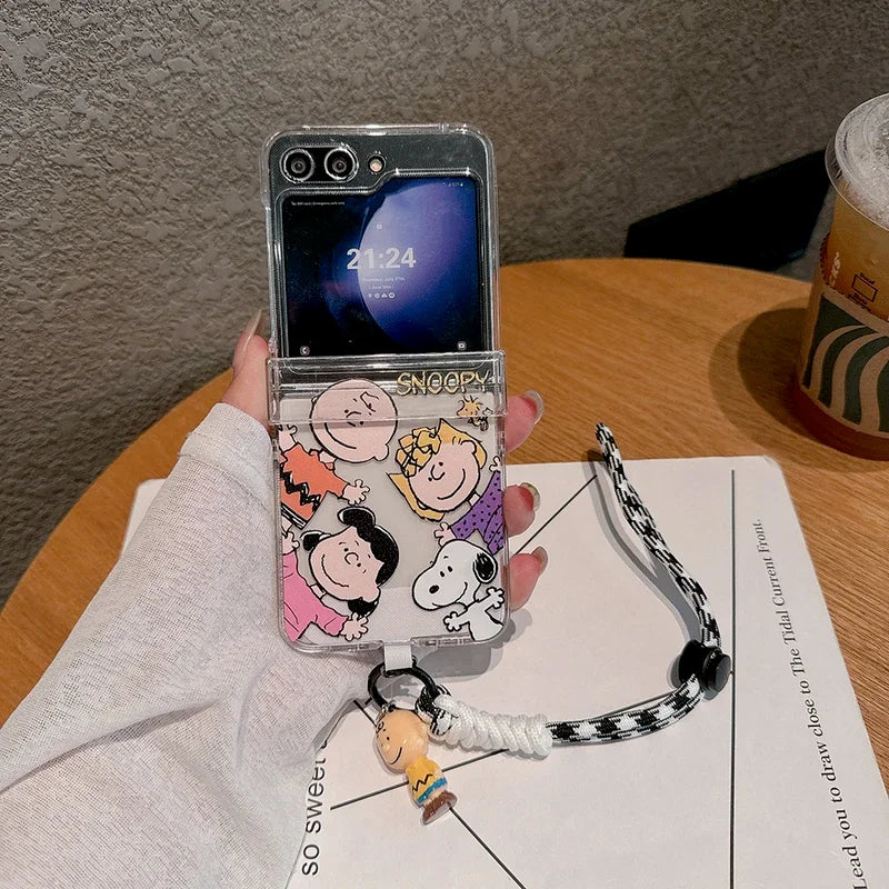 Cute Snoopy Transparent Case For Samsung Galaxy Z Flip 6/5