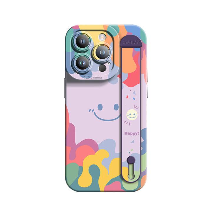 iPhone Series | Smiley Watercolor Liquid Silicone Wristband Phone Case