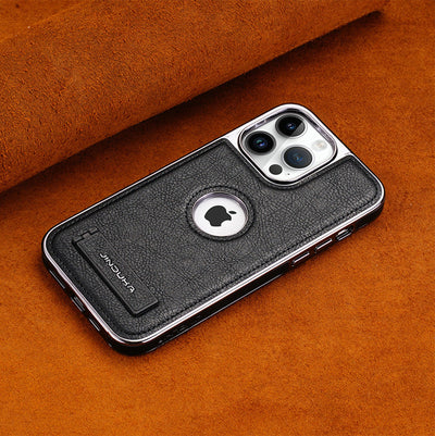 iPhone Series | Invisible Stand Premium Genuine Leather Phone Case