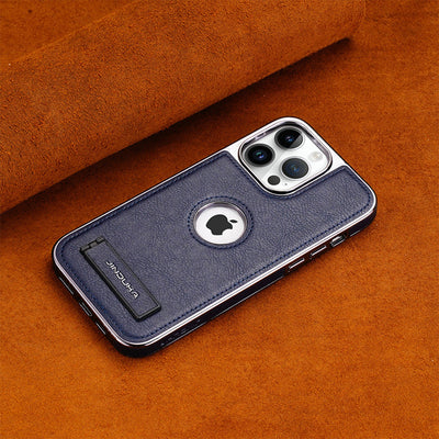 iPhone Series | Invisible Stand Premium Genuine Leather Phone Case