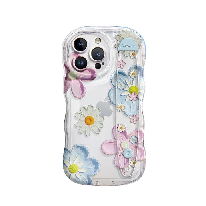 iPhone Series | “Daisy” Design Anti-fall Soft Silicone Transparent Wristband Phone Case