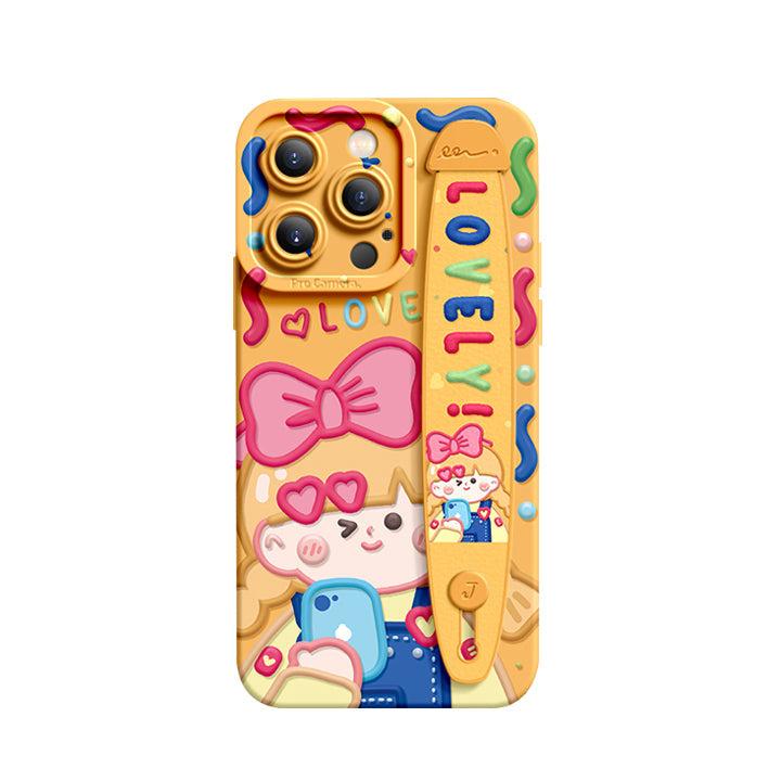 iPhone Series | “Cute Girl”  Liquid Silicone Wristband Phone Case