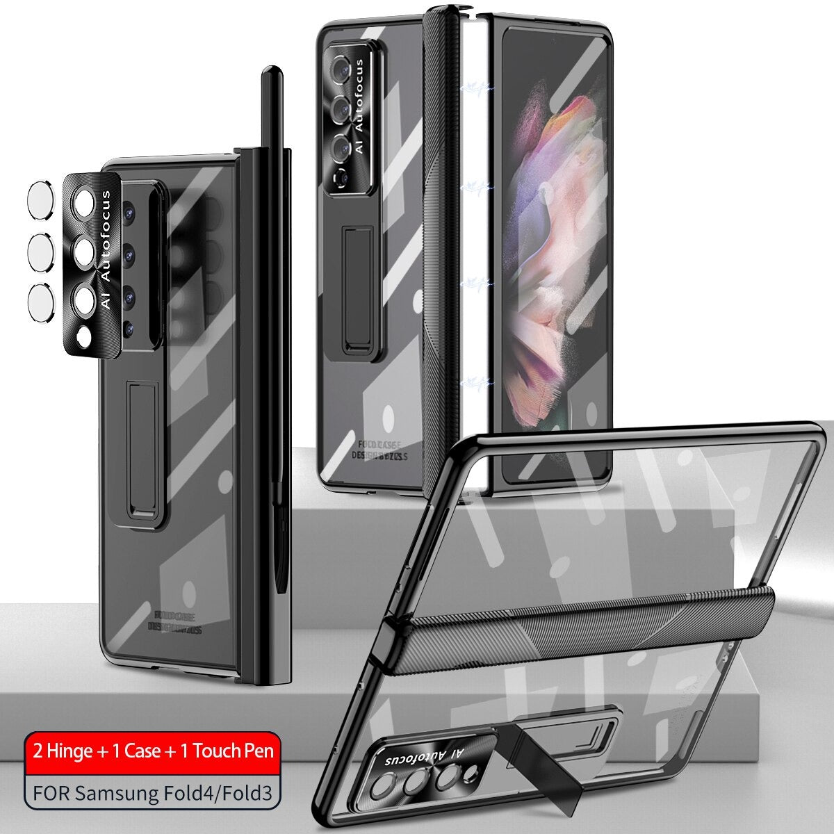 2 PCS Magnetic Transparent Pen Slot Front Screen Glass Case (FREE S-PEN Gift)