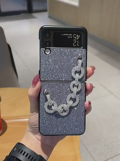 Woman Luxury Portable Rhinestone Bracelet Case For Samsung Galaxy Z Flip 3