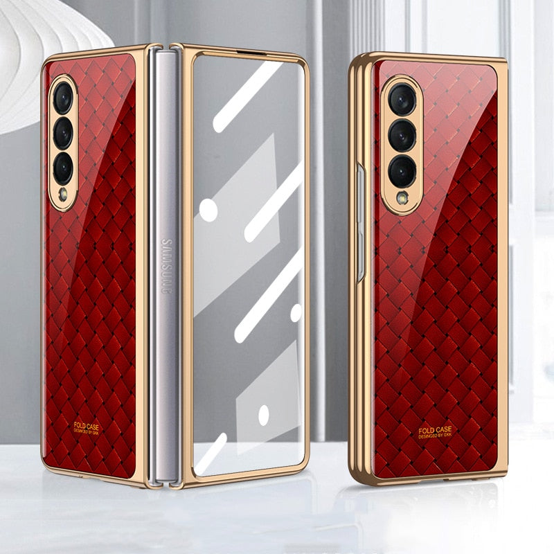 Patterned Tempered Glass Case for Samsung Galaxy Z Fold 4