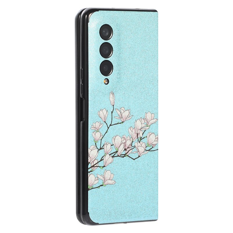 Glitter Powders Retro Flowers Phone Case For Samsung Galaxy Z Fold 3 5G