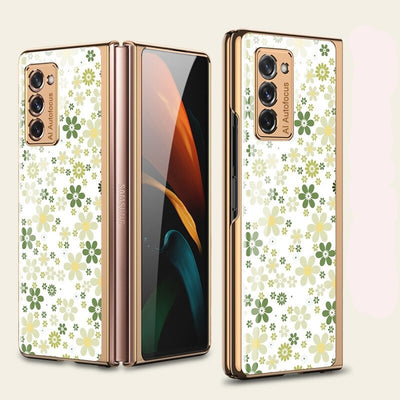 Luxury Floral Tempered Glass Case for Samsung Z Fold 3