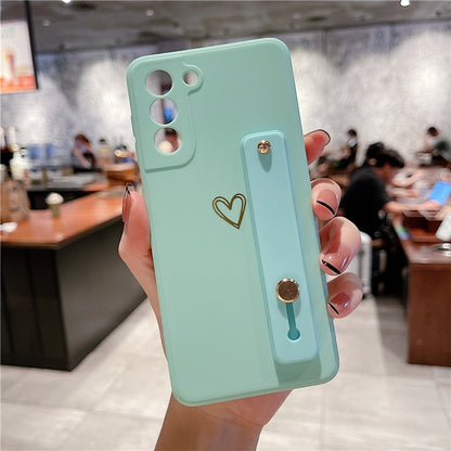 Love Heart Wristband Holder Phone Case For Samsung S22 Series