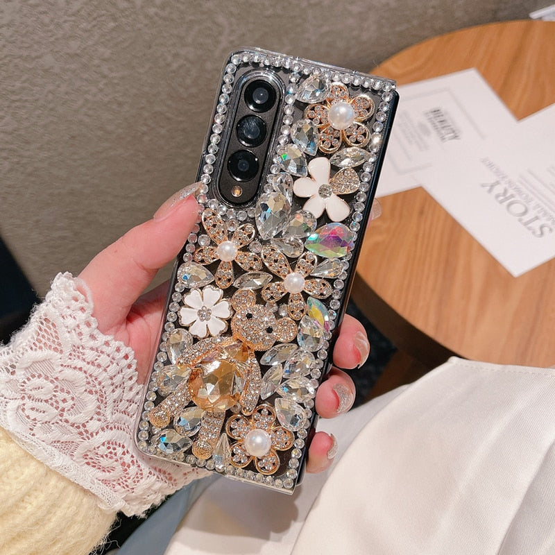Fashion Diamond Flower Phone case For Samsung Galaxy Z Fold 3