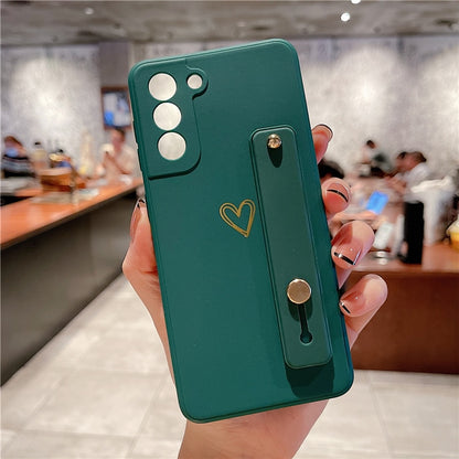 Love Heart Wristband Holder Phone Case For Samsung S22 Series