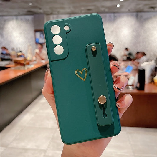 Love Heart Wristband Holder Phone Case For Samsung S22 Series