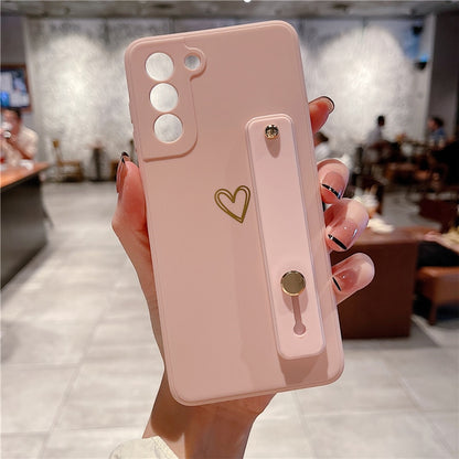 Love Heart Wristband Holder Phone Case For Samsung S22 Series