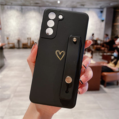 Love Heart Wristband Holder Phone Case For Samsung S22 Series