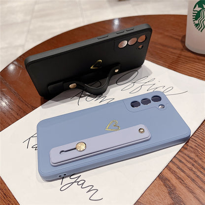 Love Heart Wristband Holder Phone Case For Samsung S22 Series