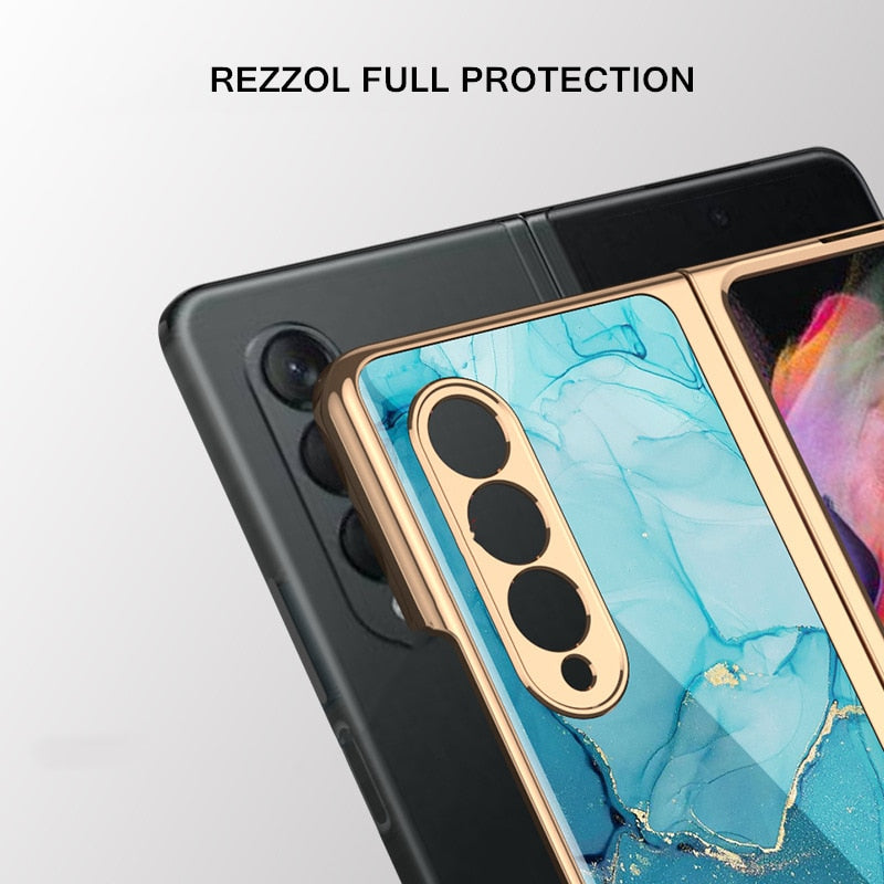 Patterned Tempered Glass Case for Samsung Galaxy Z Fold 4