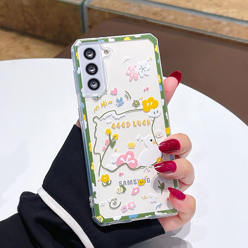 Hand-painted flowers are suitable for Samsung s22 Series