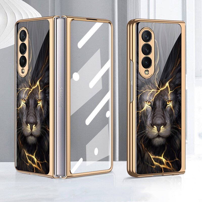 Patterned Tempered Glass Case for Samsung Galaxy Z Fold 4