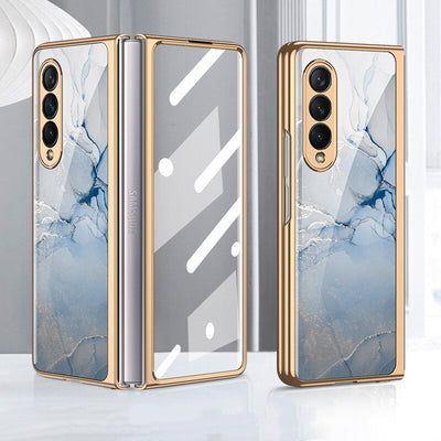 Patterned Tempered Glass Case for Samsung Galaxy Z Fold 4