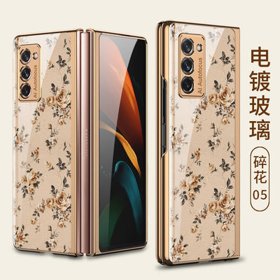 Luxury Floral Tempered Glass Case for Samsung Z Fold 3