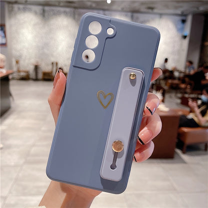 Love Heart Wristband Holder Phone Case For Samsung S22 Series