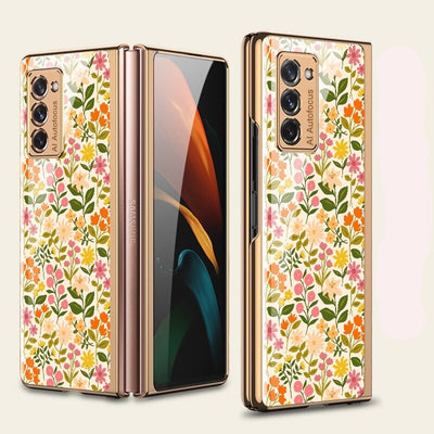 Luxury Floral Tempered Glass Case for Samsung Z Fold 3