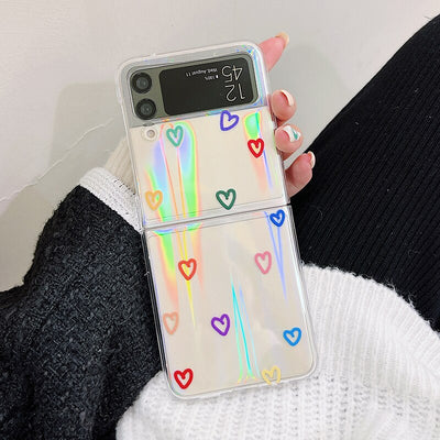 Cute Colorful Heart Print Phone Case For Samsung Galaxy Z Flip 3 5G