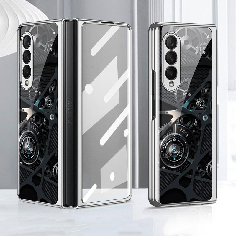 Patterned Tempered Glass Case for Samsung Galaxy Z Fold 4