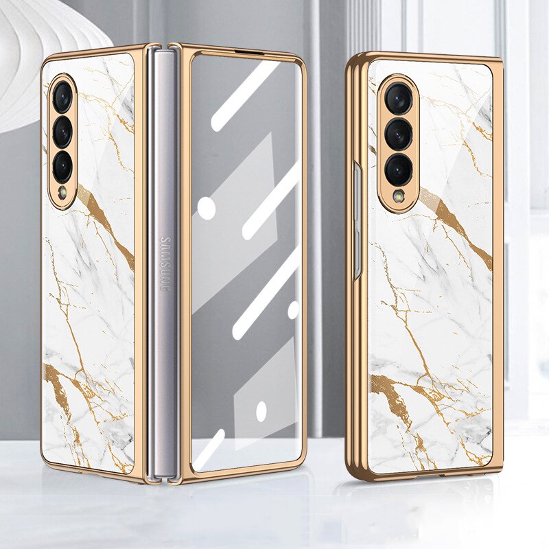 Patterned Tempered Glass Case for Samsung Galaxy Z Fold 4