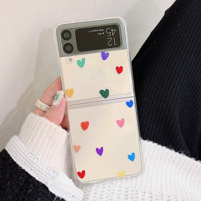 Cute Colorful Heart Print Phone Case For Samsung Galaxy Z Flip 3 5G