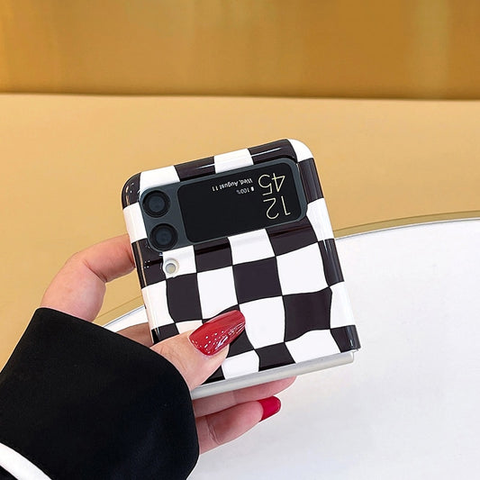 Case Checkerboard Lattice Simple Literary Style for Galaxy Z Flip 3