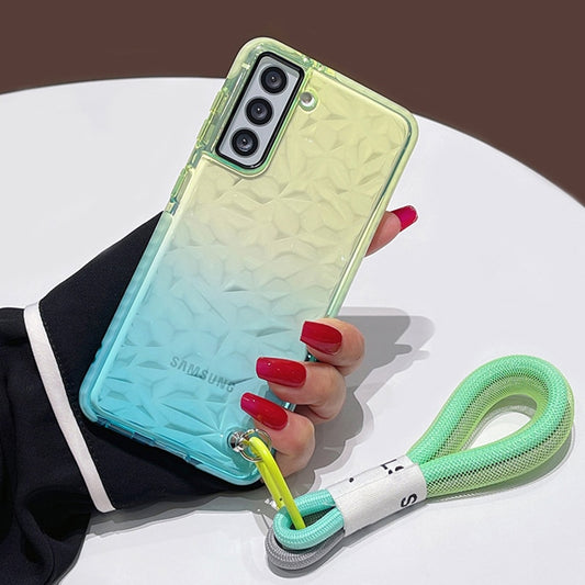 Diamond Pattern Hand Strap Clear Case For Samsung S22 Series