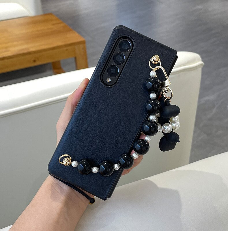 Cute Beads Wrist Band Abstract Balloon DogPhone Case For Samsung Galaxy Z Fold 3