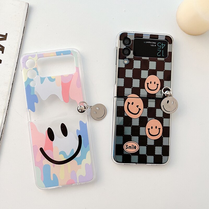 Cartoon Smiley Case With Metal Pendant For Samsung Z Flip3