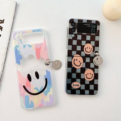 Cartoon Smiley Case With Metal Pendant For Samsung Z Flip3