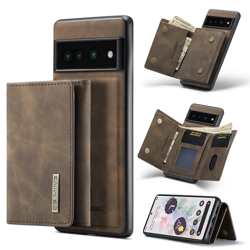 2 in 1 Magnetic Leather Case with Detachable Wallet For Google Pixel Series