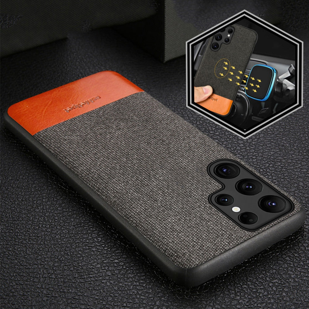 Canvas Leather Cover Case for Samsung Galaxy s22 Series