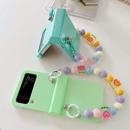 Cute Colorful Flowers Bracelet Phone Case For Samsung Galaxy Z Flip 3 5G