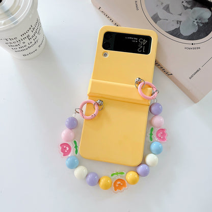 Cute Colorful Flowers Bracelet Phone Case For Samsung Galaxy Z Flip 3 5G