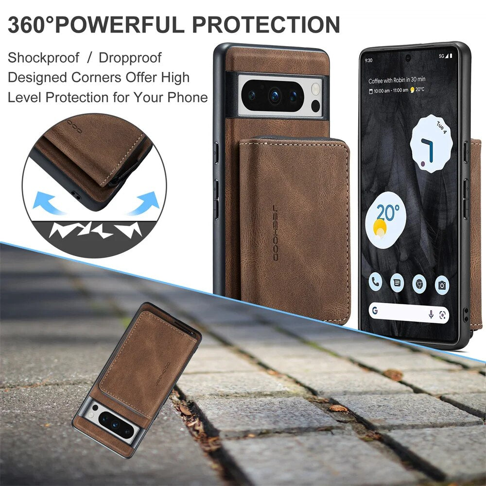 Luxury Magnetic Leather Case with Detachable Wallet for Google Pixel 8 Series